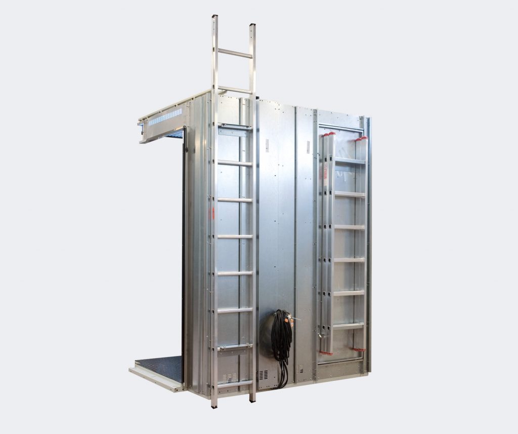 Fire extinguisher and fire access elevator